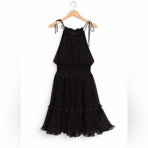 Banana Republic Ruffle Black Midi Dress with Tie Straps